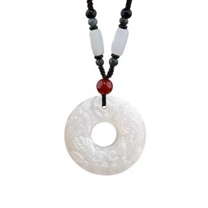 Lucky Pixiu Ping An Buckle Jade Necklace Pendant (Open)